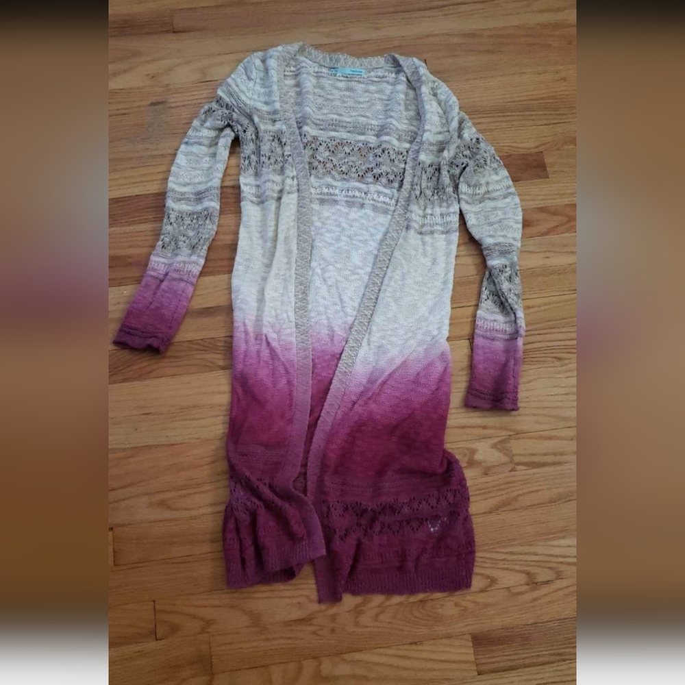 Maurices Purple and Cream Cardigan Sweater